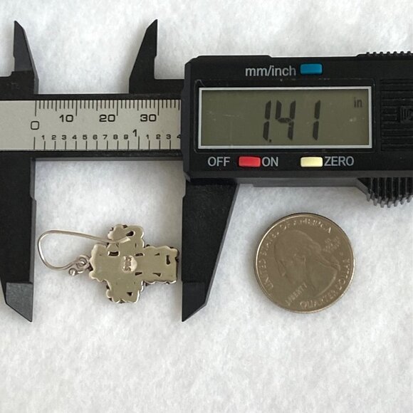 Sterling Silver 925 1.41" Black Enamel Scrollwork Cross Dangle Earrings 11g - Picture 13 of 16